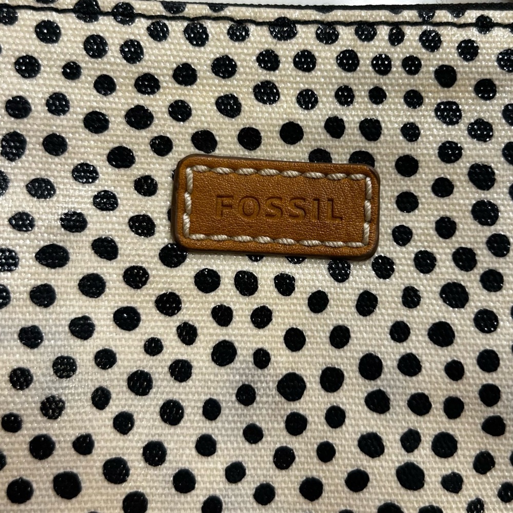 Fossil Key Per Polkadot Coated Canvas PVC Crossbody Bag Purse - Picture 3 of 12
